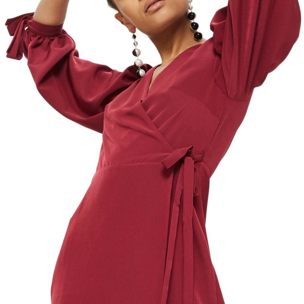 burgandy wrap dress